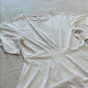 Banana Republic White Asymmetrical Ruched Blouse